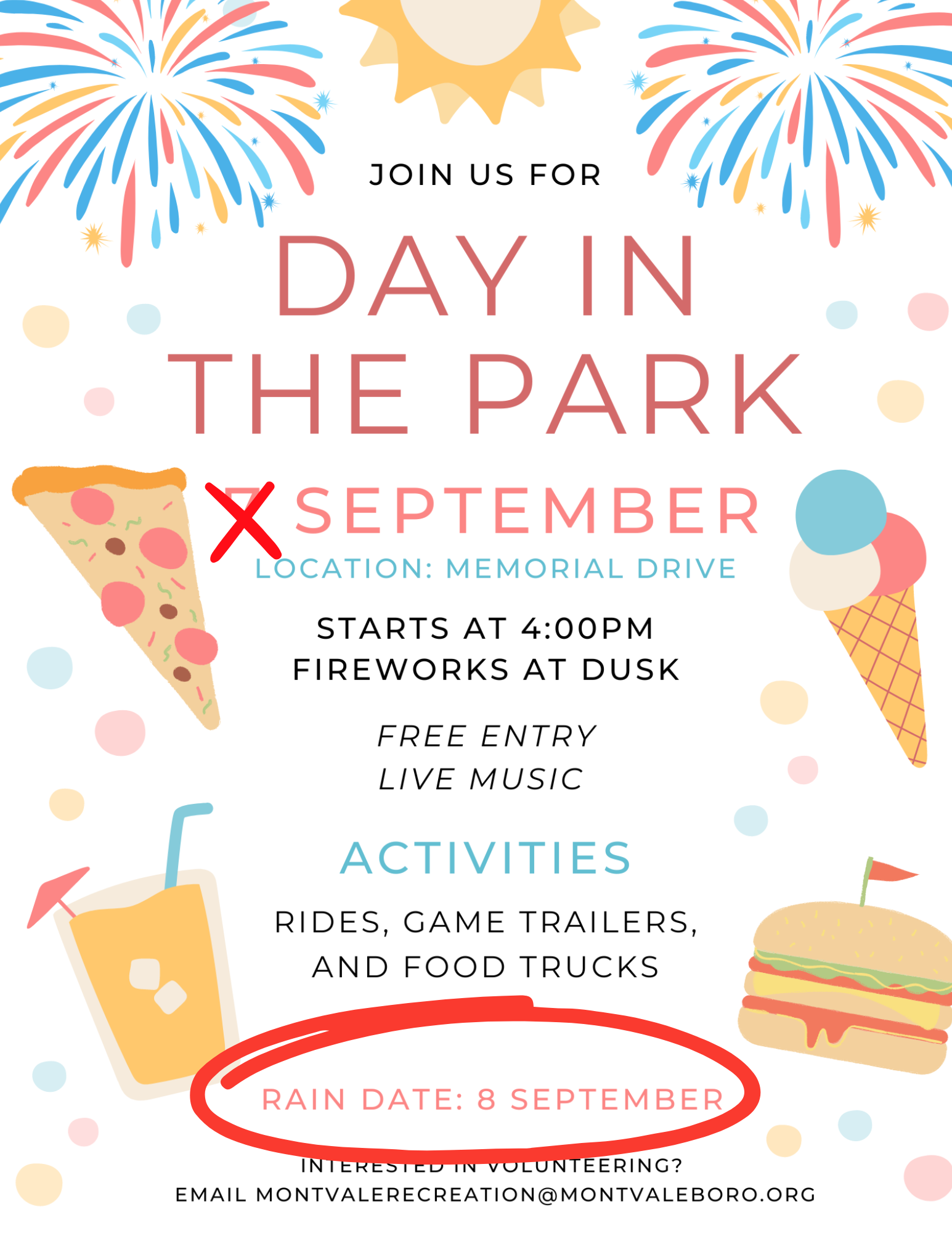 Day in the Park POSTPONED flyer. Click to open an OCR scanned PDF version of it.