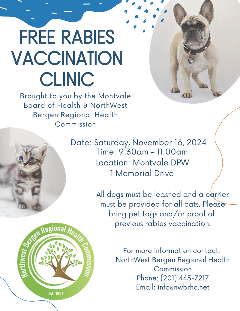 Montvale Rabies Clinic Flyer. Click to open an OCR scanned PDF version of it.